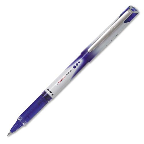Vball Grip Liquid Ink Rollerball Pen - 0.5 mm Pen Point Size - Blue - Blue Metal Barrel - 1 Each - Rollerball Pens - PIL322846