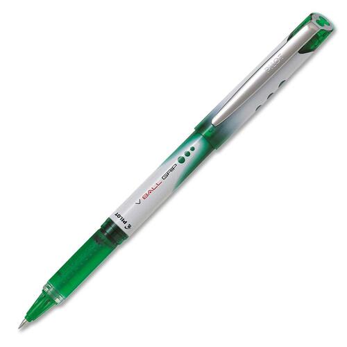 Vball Grip Liquid Ink Rollerball Pen - 0.5 mm Pen Point Size - Green - Green Metal Barrel - 1 Each