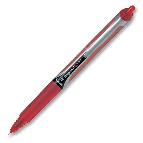 Pilot Hi-TecPoint Retractable Rollerball Pen - 0.5 mm Pen Point Size - Needle Pen Point Style - Refillable - Retractable - Red - 1 Box