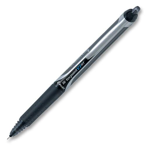 Pilot Hi-TecPoint Retractable Rollerball Pen - 0.7 mm Pen Point Size - Needle Pen Point Style - Refillable - Retractable - Black - 1 Box