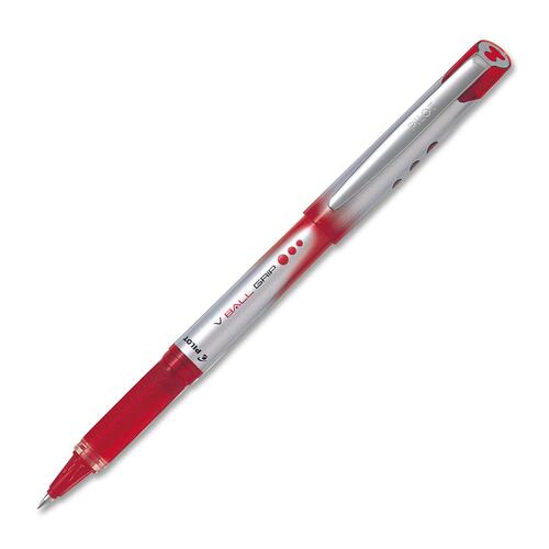 Vball Grip Rolling Ball Pen - Extra Fine Pen Point - 0.7 mm Pen Point Size - Red - Clear Barrel - 1 Each - Rollerball Pens - PIL322914
