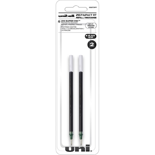 uniball™ 207 Impact RT Gel Pen Refill - 1 mm , Bold Point - Black Ink - Acid-free, Fade Proof, Water Proof, Super Ink - 2 / Pack