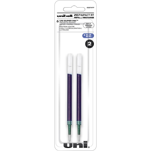 uniball™ 207 Impact RT Gel Pen Refill - 1 mm , Bold Point - Blue Ink - Acid-free, Fade Proof, Water Proof, Super Ink - 2 / Pack