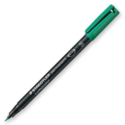 Lumocolor Permanent Pen 313 - Ultra Fine Pen Point - 0.4 mm Pen Point Size - Refillable - Green - Black Polypropylene Barrel - 1 Each - Permanent Markers - STD3135