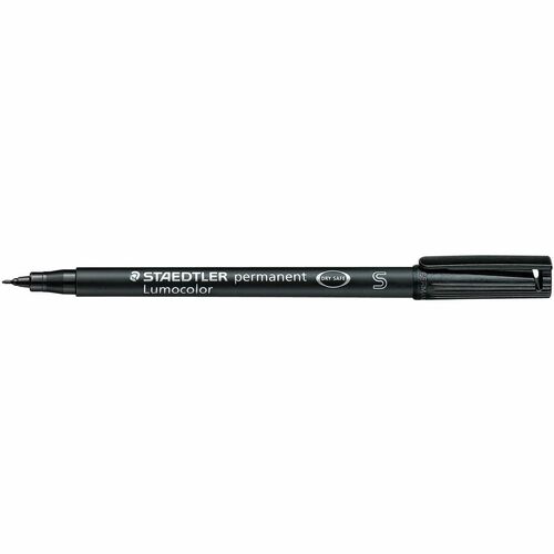 Staedtler Lumocolor Permanent Pens - 0.4 mm Fine Marker Point - Refillable - Black Ink - Black Polypropylene Barrel - 10 / Box