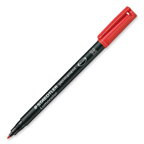 Lumocolor Fibre-Tip Pen - Medium Pen Point - Refillable - Red - Polypropylene Barrel - 1 Each - Permanent Markers - STD3172