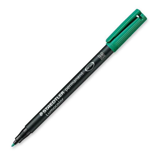 Lumocolor Permanent Pen 317 - Medium Pen Point - 1 mm Pen Point Size - Refillable - Green - Black Polypropylene Barrel - 1 Each