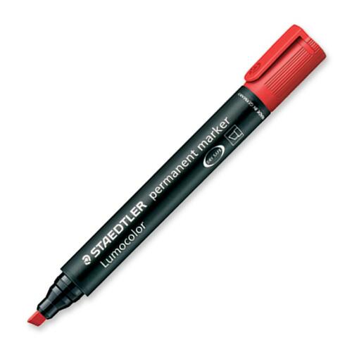 Lumocolor Permanent Marker - Chisel Marker Point Style - Refillable - Red - Polypropylene Barrel - 1 Each - Permanent Markers - STD350202