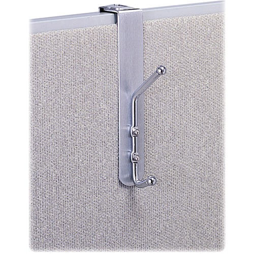 Safco Over-the-Panel Coat Hook - 2 Hooks - for Garment - Steel, Aluminum 