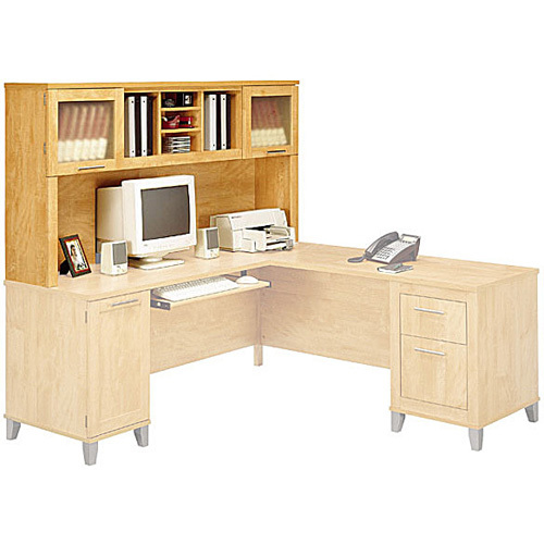 bbf Somerset L-Desk Hutch - 36" Height x 71" Width x 12.5" Depth - Finish: Maple