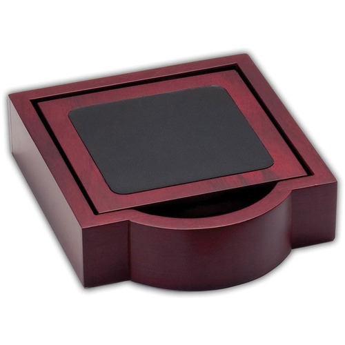 Dacasso Rosewood & Leather Coaster Set - 4 Coaster of 4" Length x 4" Width - Square - Black - Leather - 1Each