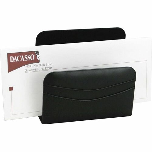 Dacasso Letter Holder - 5" x 2.25" - Leather - Black