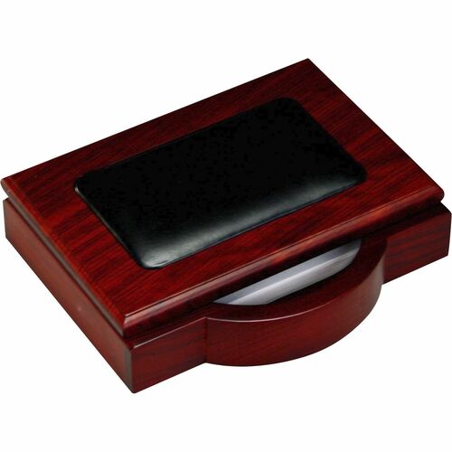 Dacasso Rosewood & Leather Memo Holder - Leather, Wood - 1 Each - Black