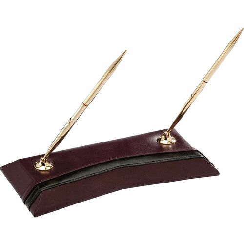 Dacasso Double Pen Stand - Leather - Burgundy