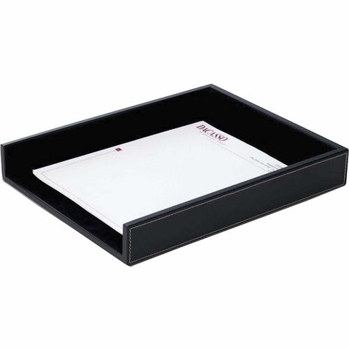 Dacasso Single Front Load Tray - 2" x 10.6" - Leather - Black