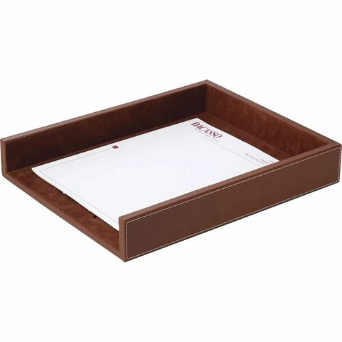 Dacasso Single Front Load Letter Tray - 2" x 10.6" - Leather - Brown