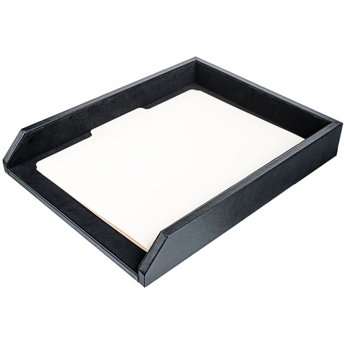 Dacasso Front Load Letter/Legal Tray - 2.5" x 10.5" - Leather - Black