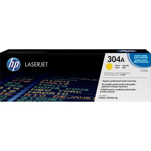 HP 304A (CC532A) Original Standard Yield Laser Toner Cartridge - Single Pack - Yellow - 1 Each - 2800 Pages