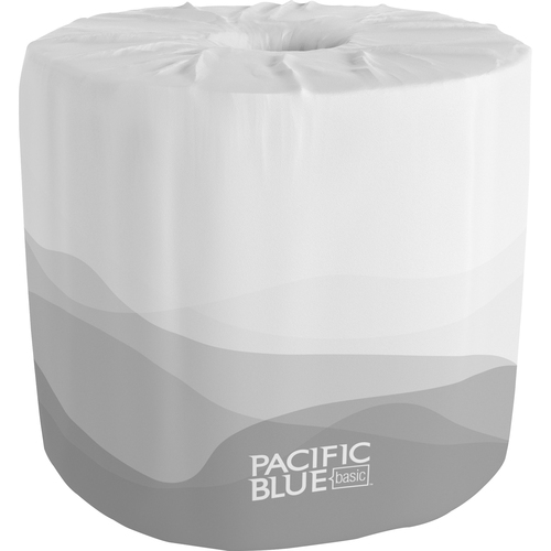Pacific Blue Basic Standard Roll Toilet Paper - 1 Ply - 4.05" Width x 4" Length - 550 Sheets/Roll - White - 40 / Carton