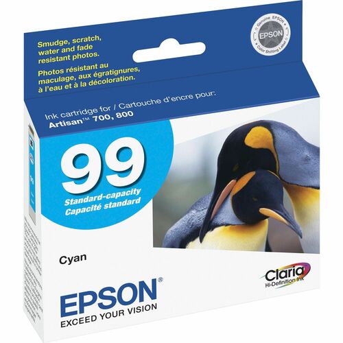 Epson Claria No. 99 Original Ink Cartridge - Inkjet - Cyan - 1 Each - Ink Cartridges & Printheads - EPST099220S