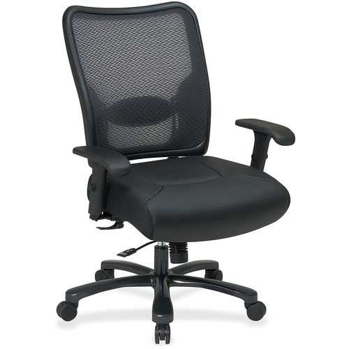 Office Star Space Task Chair - Leather Seat Material - 5-star Base - Black - 1 Each
