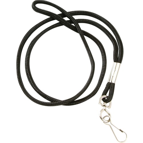 Swingline® GBC® Round Lanyard - Swivel Hook, Nylon, Black, 12 Pack
