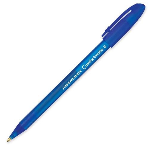 Paper Mate Comfortmate Pen - Medium Pen Point - Blue - Rubber Barrel - Ballpoint Stick Pens - PAP6110187