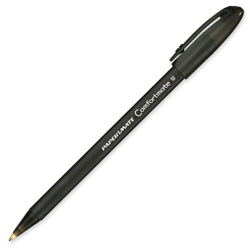 Paper Mate Comfortmate Pen - Medium Pen Point - Black - Rubber Barrel - Ballpoint Stick Pens - PAP6130187