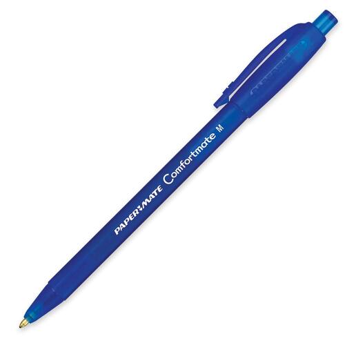 Paper Mate Comfortmate Retractable Pen - Medium Pen Point - Retractable - Blue - Rubber Barrel