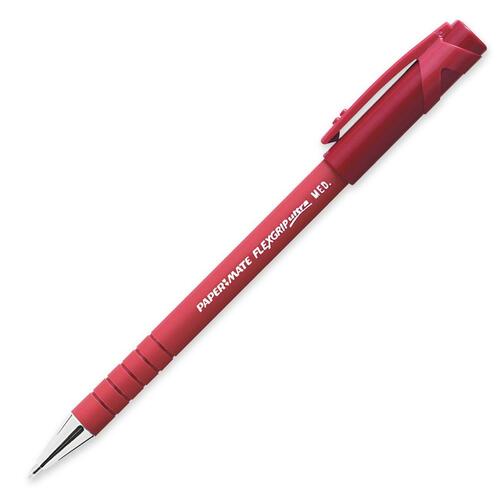 Paper Mate Flexgrip Ultra Pen - Medium Pen Point - Refillable - Red - Red Rubber Barrel - 1 Each - Ballpoint Stick Pens - PAP9620131