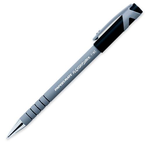 Paper Mate Flexgrip Ultra Pen - Fine Pen Point - Refillable - Black - Black Rubber Barrel - 1 Each