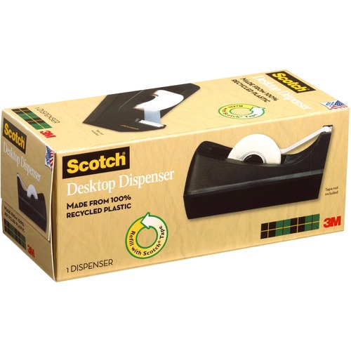 3M Scotch C38 Desktop Tape Dispenser - Holds Total 1 Tape(s) - 25.4mm Core - Black