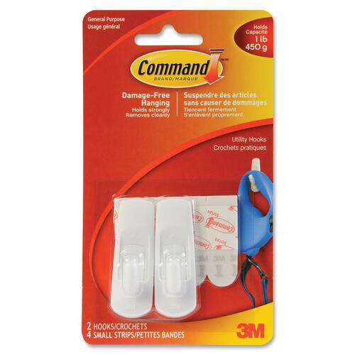 3M Small Hooks with Command Adhesive - 453.6 g Capacity - for