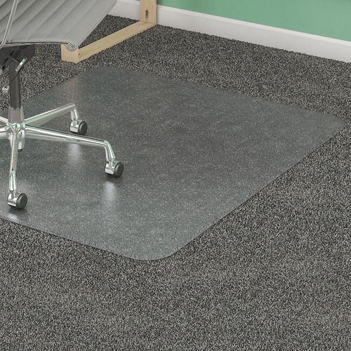 Lorell Medium-Pile Smooth Edge Chairmat - Carpeted Floor - 60" Length x 46" Width x 0.133" Thickness - Rectangular - Vinyl - Clear - 1Each
