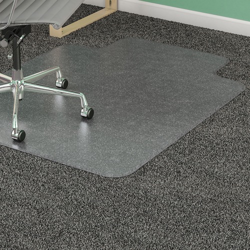 Lorell Low Pile Wide Lip Antistatic Chairmat - Carpeted Floor - 53" (1346.20 mm) Length x 45" (1143 mm) Width x 0.12" (3.10 mm) Thickness - Lip Size 12" (304.80 mm) Length x 25" (635 mm) Width - Clear