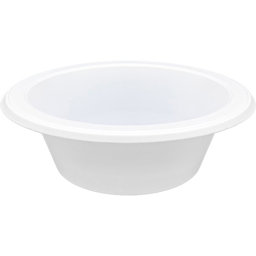 Genuine Joe 12 oz Reusable Plastic Bowls - Serving - Disposable - White - Plastic Body - 125 / Pack