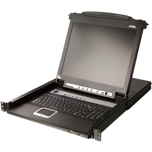 Aten Slideaway CL5708 17" LCD Console 8-Port Combo KVM with Peripheral Sharing Technology-TAA Compliant - 8 Computer(s) - 17" Active Matrix TFT LCD - 8 x SPHD-15 Keyboard/Mouse/Video, 1 x Type A USB - 1U Height