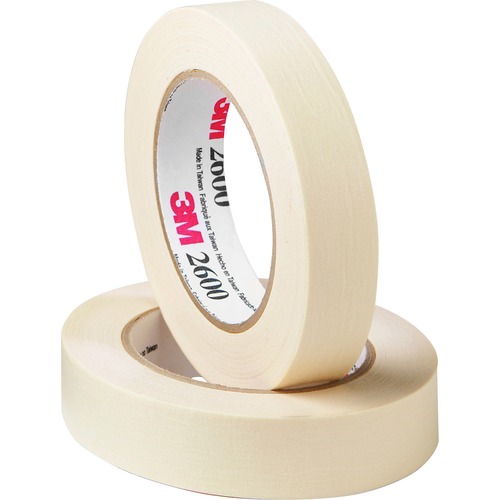 Highland Economy Masking Tape - 60 yd Length x 2" Width - 4.4 mil Thickness - 3" Core - Rubber Backing - For Labeling, Bundling, Mounting, Wrapping, Holding - 6 / Pack - Cream