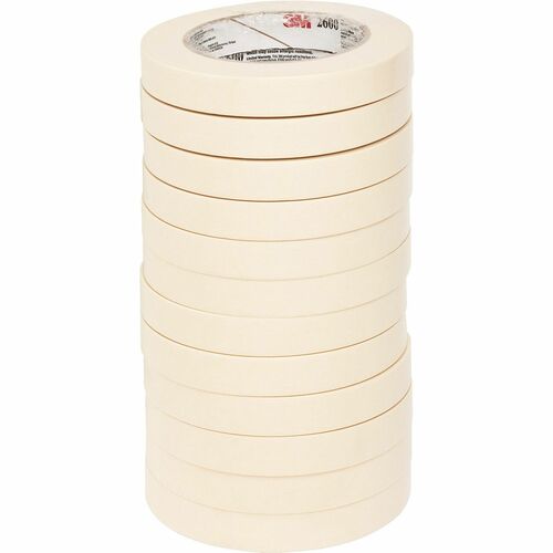 Highland Economy Masking Tape - 60 yd Length x 0.71" Width - 4.4 mil Thickness - 3" Core - Rubber Backing - For Labeling, Bundling, Wrapping, Mounting, Holding - 12 / Pack - Tan