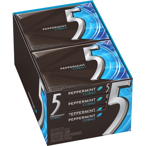 5 Gum Cobalt 5 Peppermint Sugar-free Gum - Peppermint - Individually Wrapped - 10 / Box