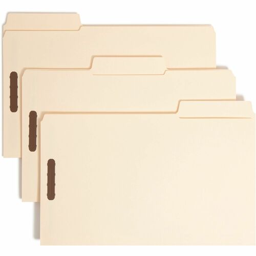 Smead SuperTab 1/3 Tab Cut Legal Recycled Fastener Folder - 8 1/2" x 14" - 3/4" Expansion - 2 x 2K Fastener(s) - Top Tab Location - Right of Center Tab Position - Manila - 10% Recycled - 50 / Box