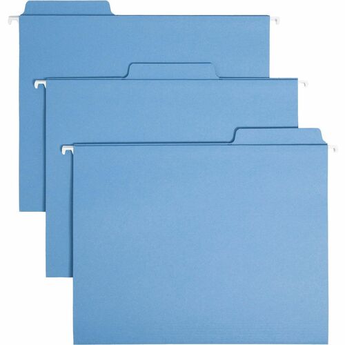 Smead FasTab 1/3 Tab Cut Letter Recycled Hanging Folder - 8 1/2" x 11" - Top Tab Location - Assorted Position Tab Position - Blue - 10% Recycled - 20 / Box