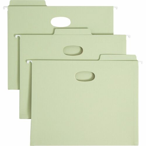 Smead FasTab 1/3 Tab Cut Letter Recycled Hanging Folder - 8 1/2" x 11" - 3 1/2" Expansion - Top Tab Location - Assorted Position Tab Position - Moss - 10% Recycled - 9 / Box