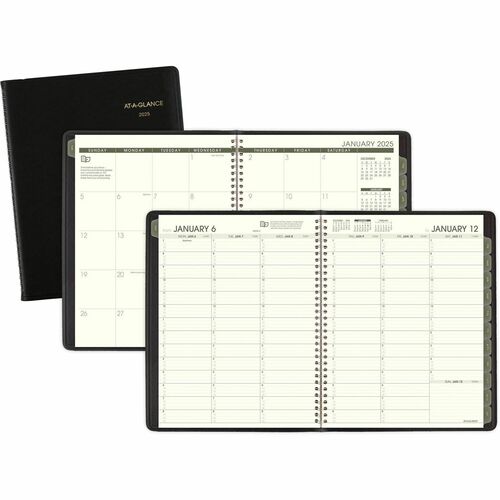 At-A-Glance Recycled Appointment Book Planner - Large Size - Julian Dates - Weekly, Monthly - 1 Year - January 2025 - December 2025 - 7:00 AM to 8:45 PM - Quarter-hourly, 7:00 AM to 5:30 PM - Quarter-hourly - 1 Week, 1 Month Double Page Layout - 8 1/4" x 
