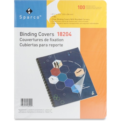 Sparco ClearView Presentation Cover - 8 3/4" x 11 1/4" - Plastic - Clear - 100 / Box - Binding Covers - SPR18204