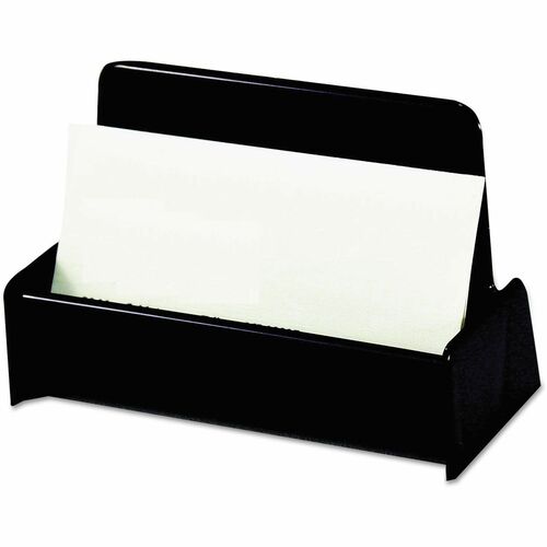 Universal Business Card Holder - Holds 50 x Card - Support 2" x 3.50" Media - 1.4" Height x 3.8" Width x 1.8" Depth - Plastic - Black - Durable - 1 Each