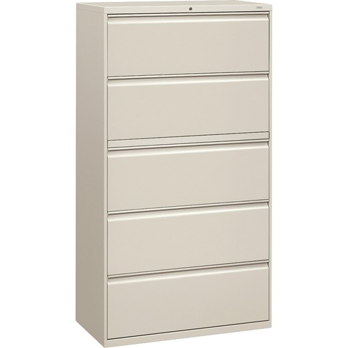 HON Brigade 800 H885 Lateral File - 36" x 18"67" - 5 Drawer(s) - Finish: Light Gray