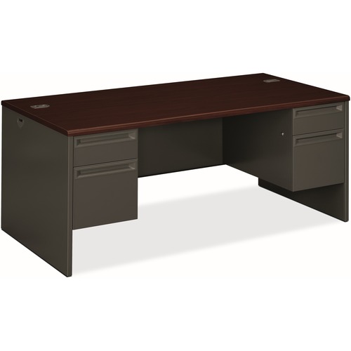HON 38000 H38180 Pedestal Desk - 72" x 30"29.5" - 4 x Box, File Drawer(s) - Double Pedestal - Waterfall Edge - Finish: Charcoal