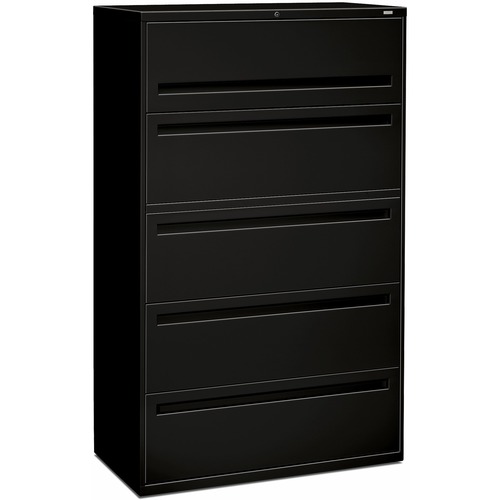 HON Brigade 700 H795 Lateral File - 67" Height x 42" Width x 18" Depth - Total Drawer(s): 5 - Finish: Black