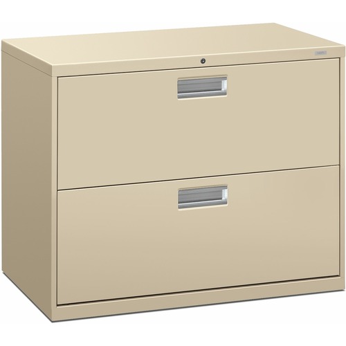 HON Brigade 600 H682 Lateral File - 36" x 18" x 28.4" - 2 Drawer(s) - Finish: Putty - Lockable, Glide, Removable Lock, Heavy Duty, Interlocking - For File Storage, Workstation, Office, Desk